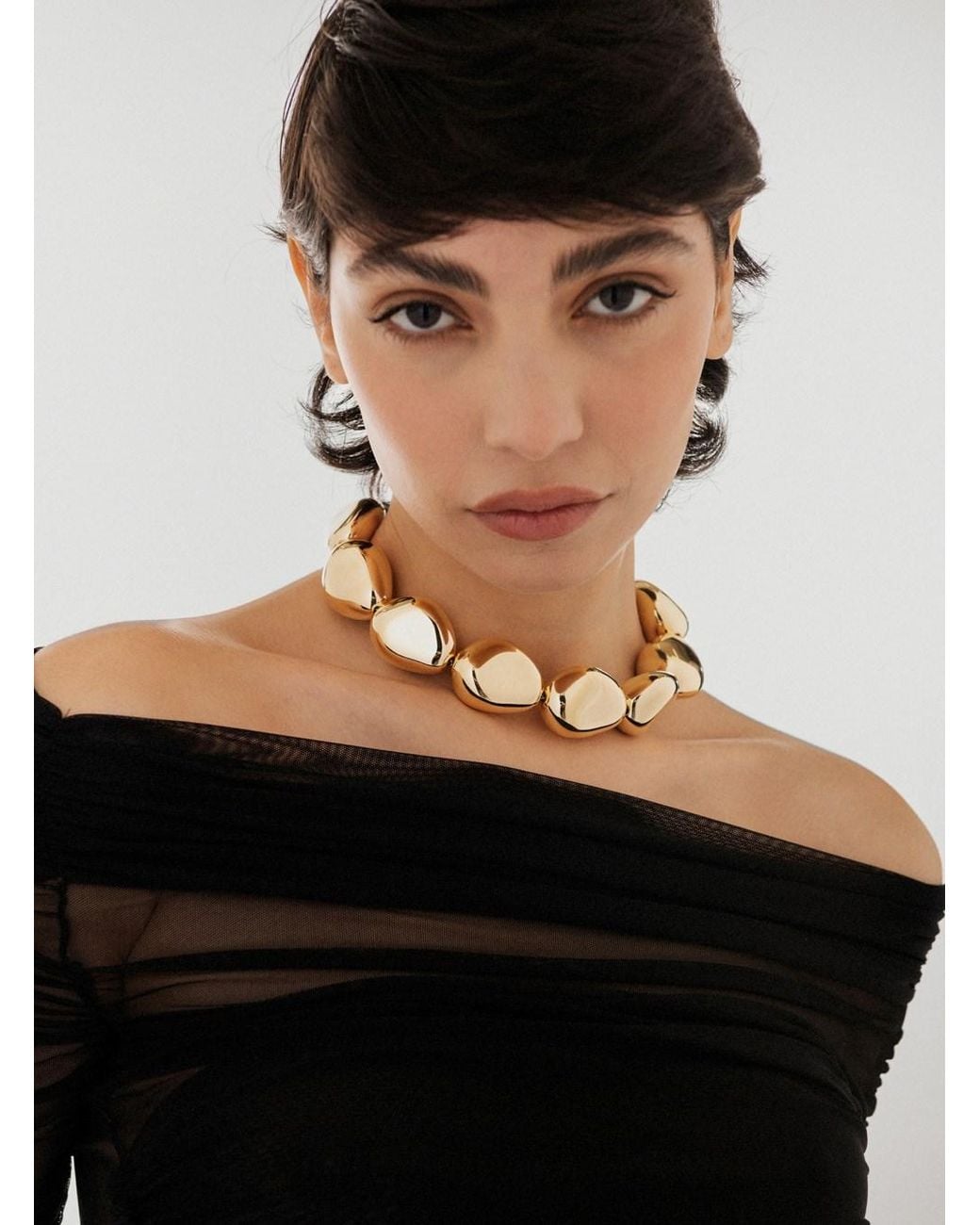 FEDERICA TOSI Metallic 'Lace Stone' Necklace With Chunky Design And Wi