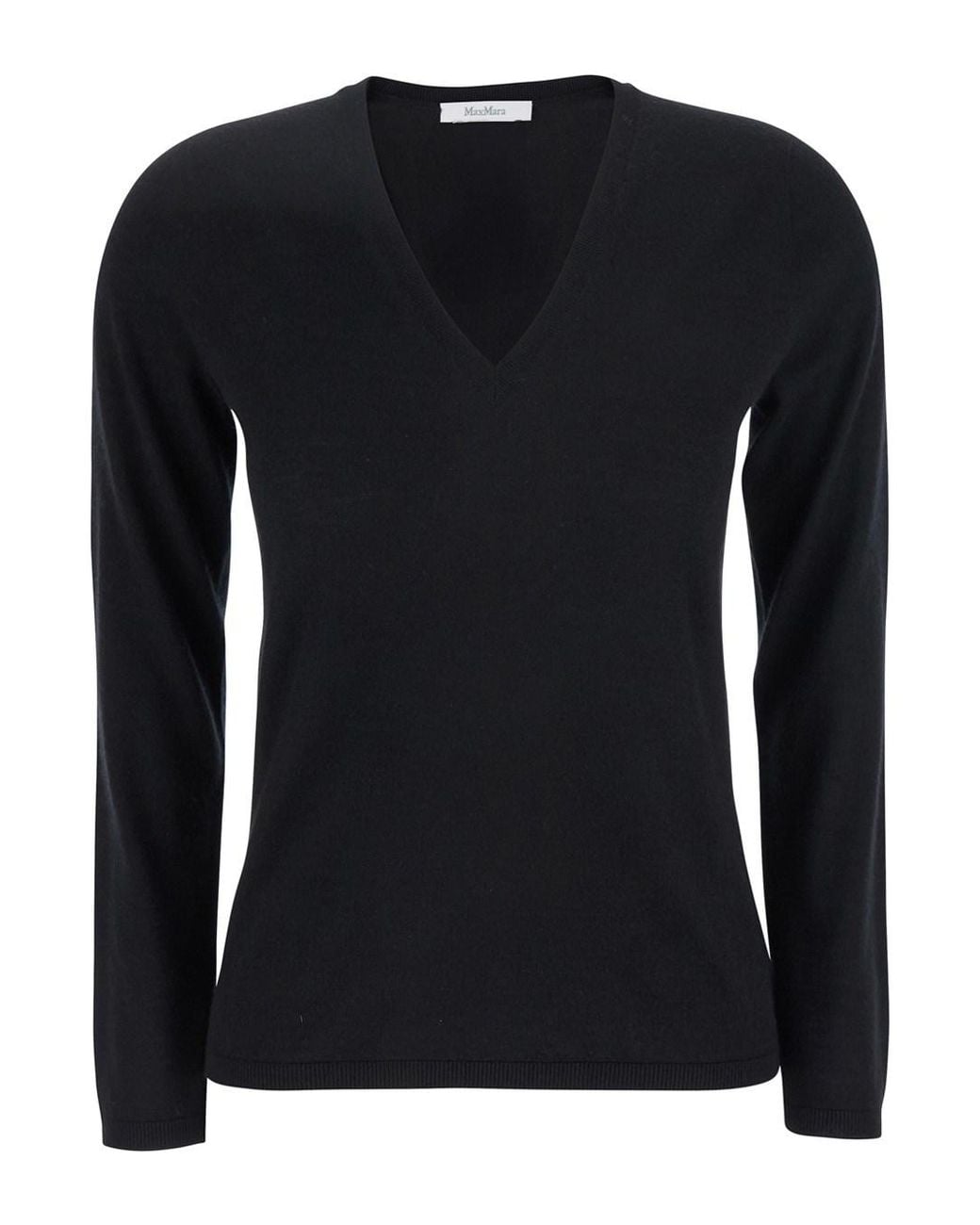 Max Mara Black Cashmere V-Neck Sweater For Tops
