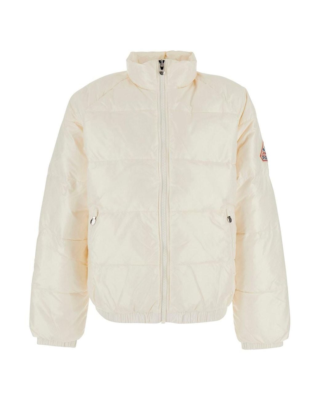 Pyrenex White High-Neck Down Jacket With Logo Patch On The Sleeve