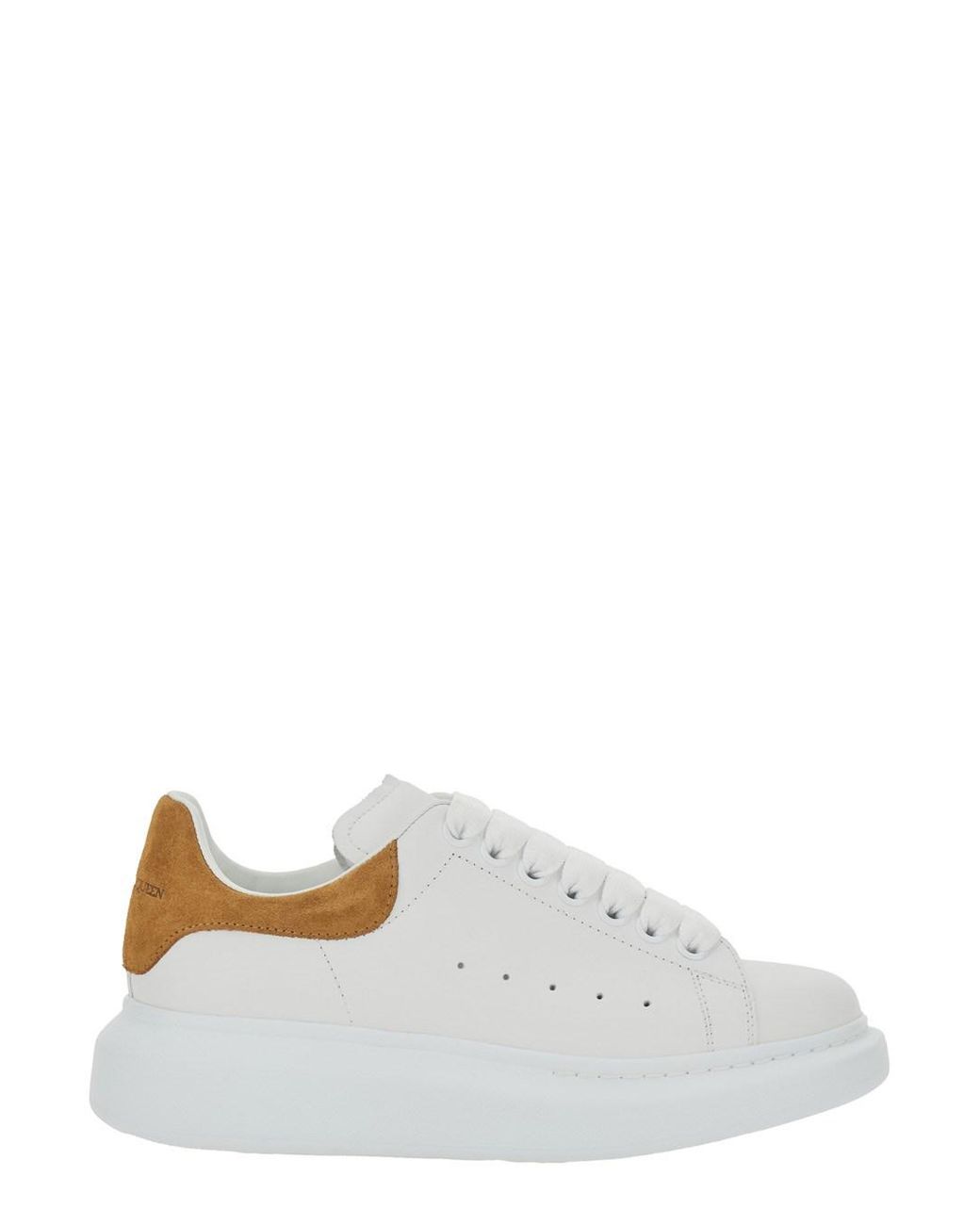 McQueen White Whire Low Top Sneakers With Logo Lettering On The Heel