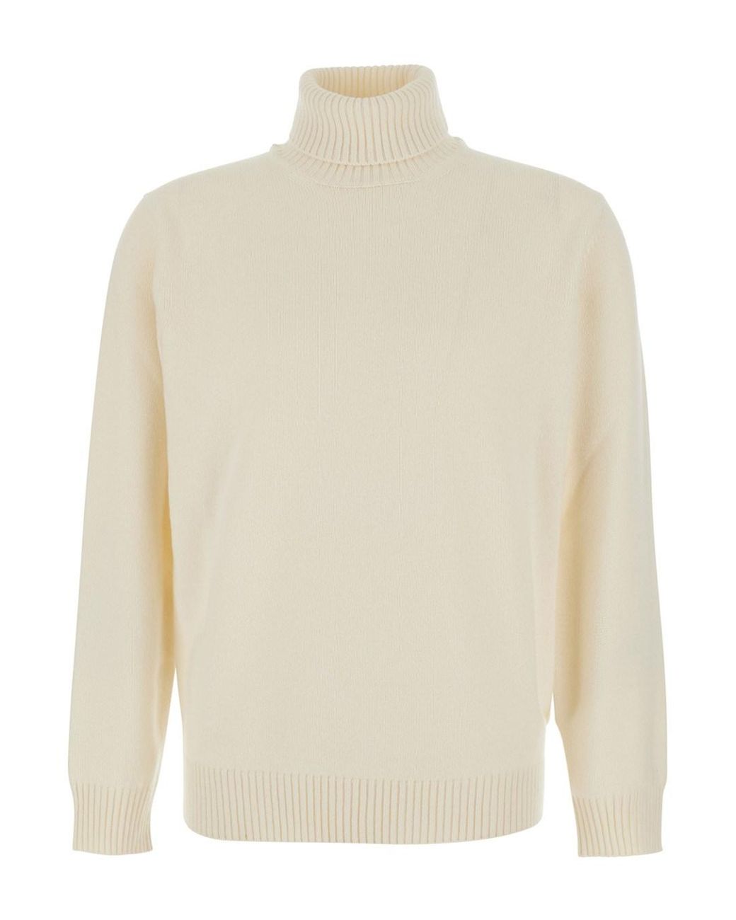 Kangra White Turtleneck Sweater With Ribbed Finishes for men
