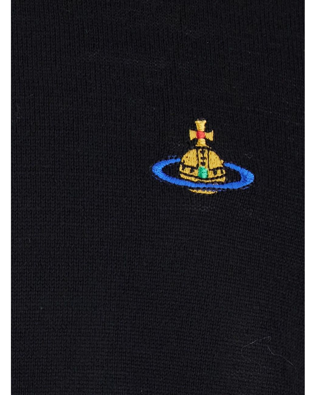 Vivienne Westwood Blue Crew Necksweater With Orb Logo Embroidered On The Front for men