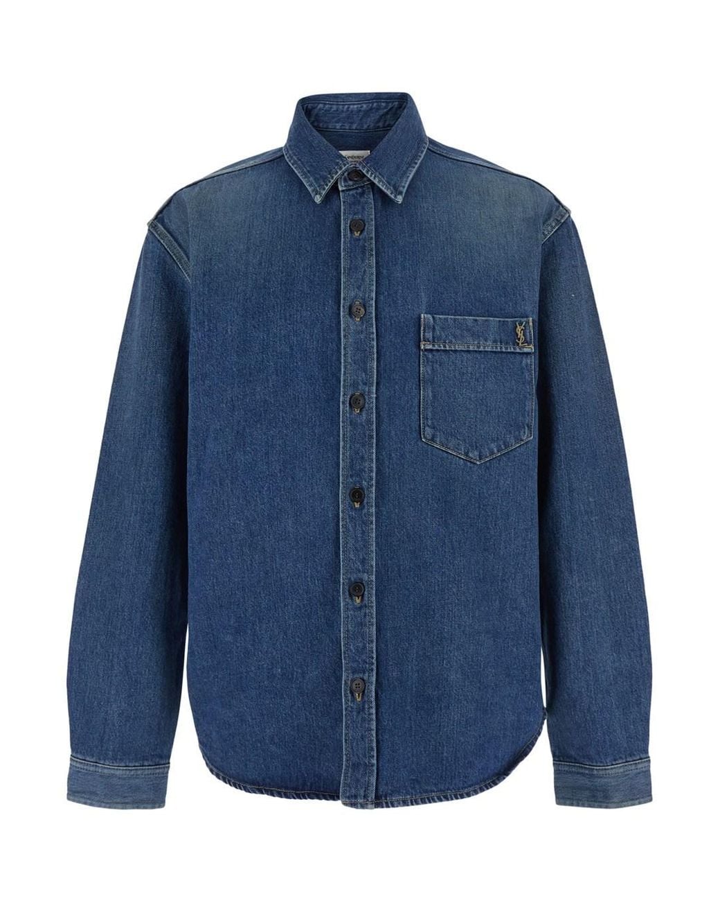 Saint Laurent Blue Denim Con Taschino Logo Piccolo for men
