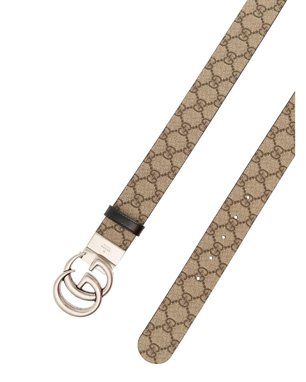 Gucci White Reversible Belt With Double G Buckle for men