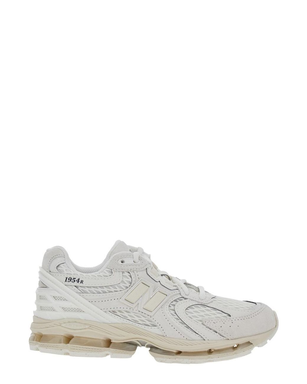 New Balance White U1954 Tech Fabric Sneaker With Rubber Sole