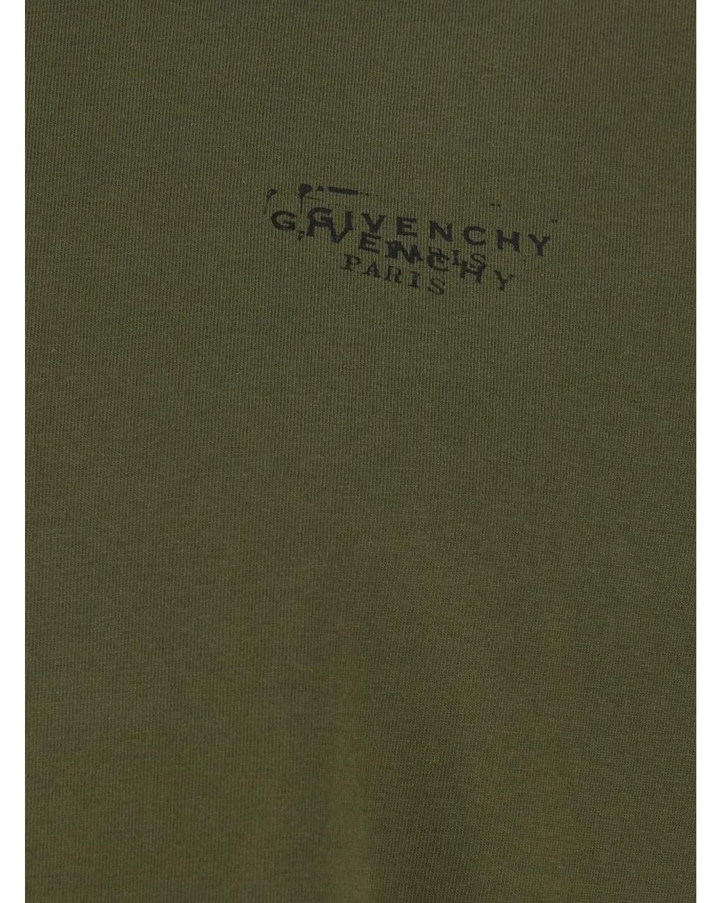 Givenchy Green Crew Neck T-Shirt With Logo On Front And Back for men