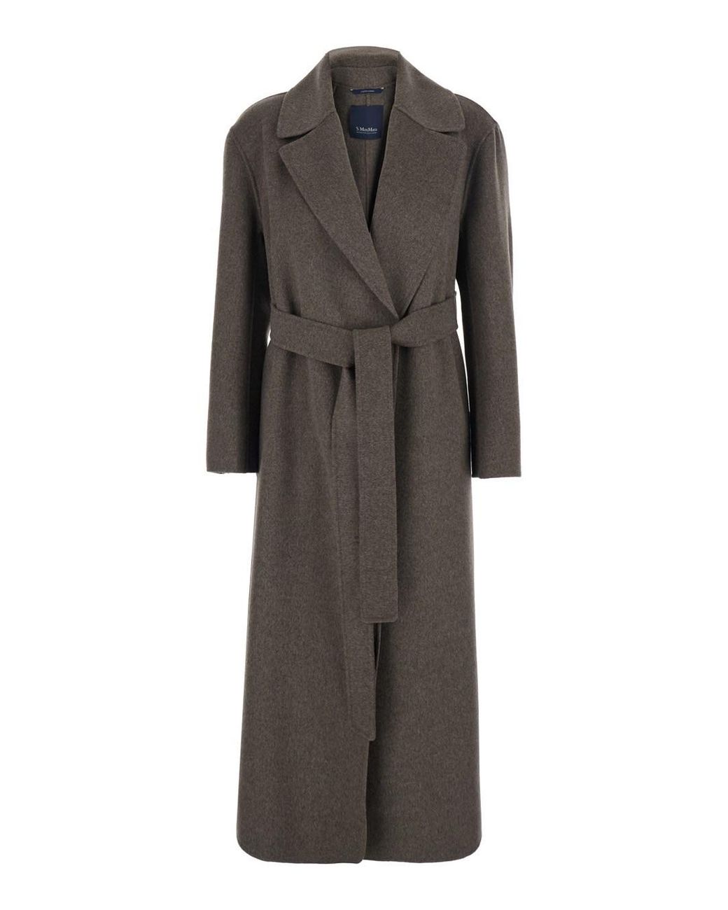 Cappotto 'Luna' Con Revers Classici E Cintura Con Cintura S di Max Mara in Gray