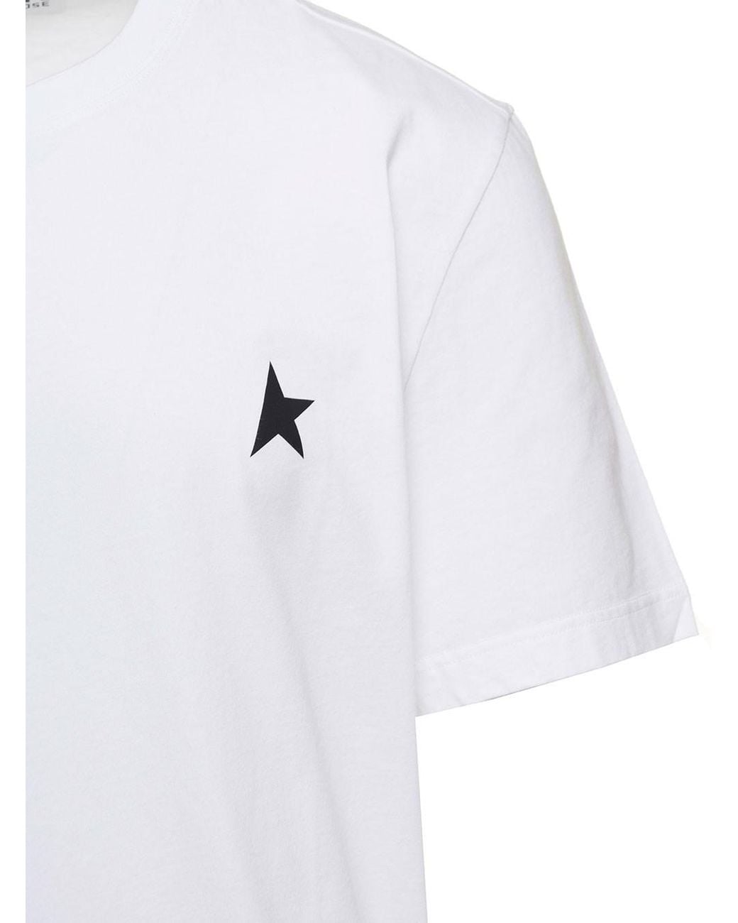 Golden Goose Deluxe Brand White T-Shirt With Round Neck And One Star Logo Print On The Front for men