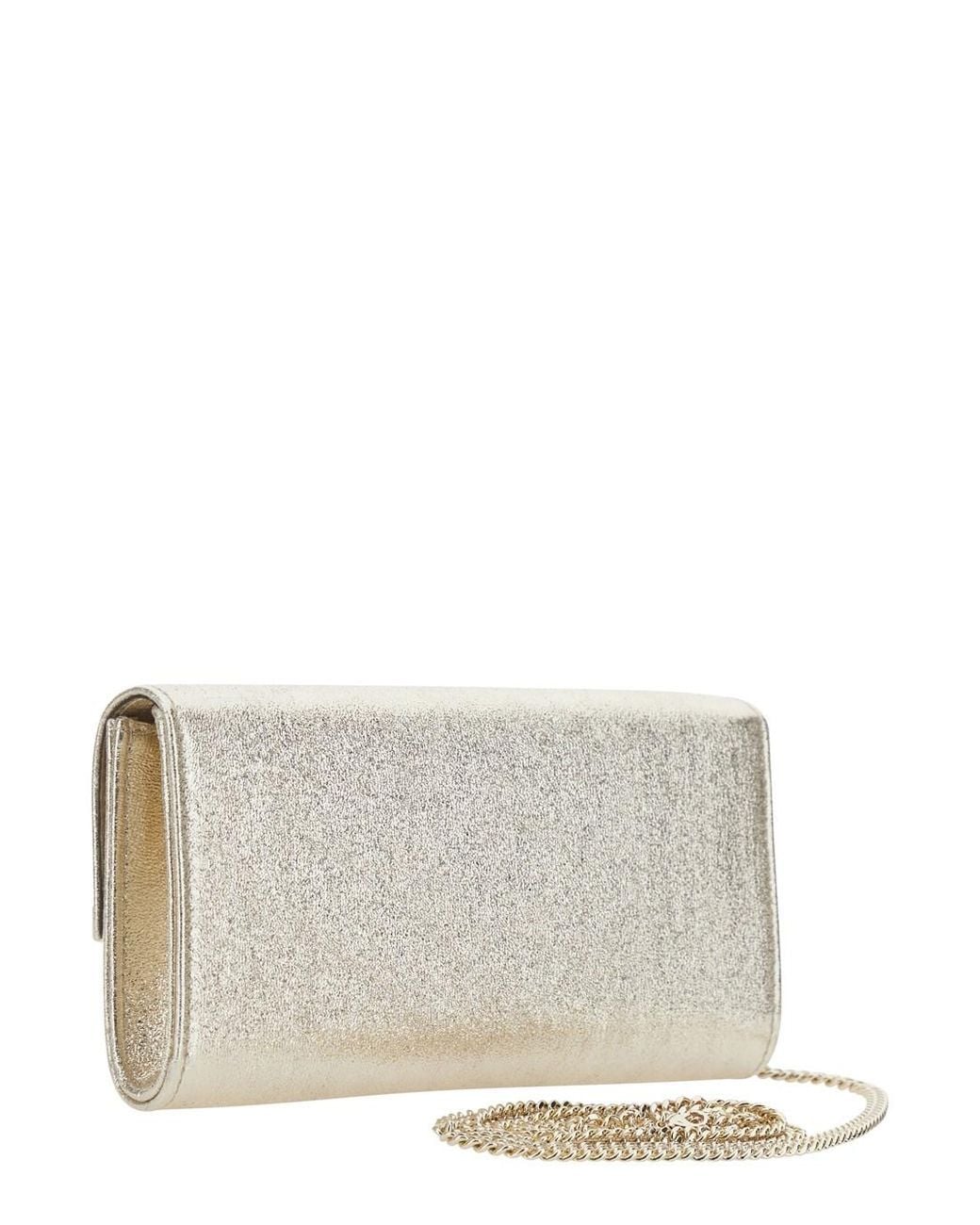 Jimmy Choo White Clutch Pouch Emmie Leather-Blend