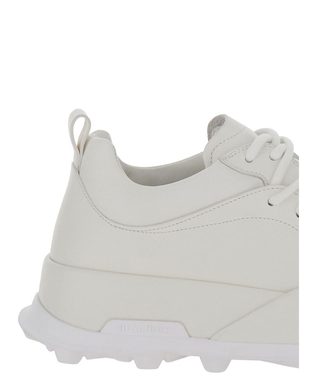 Jil Sander White Orb Low Top Sneakers With Cleated Sole for men