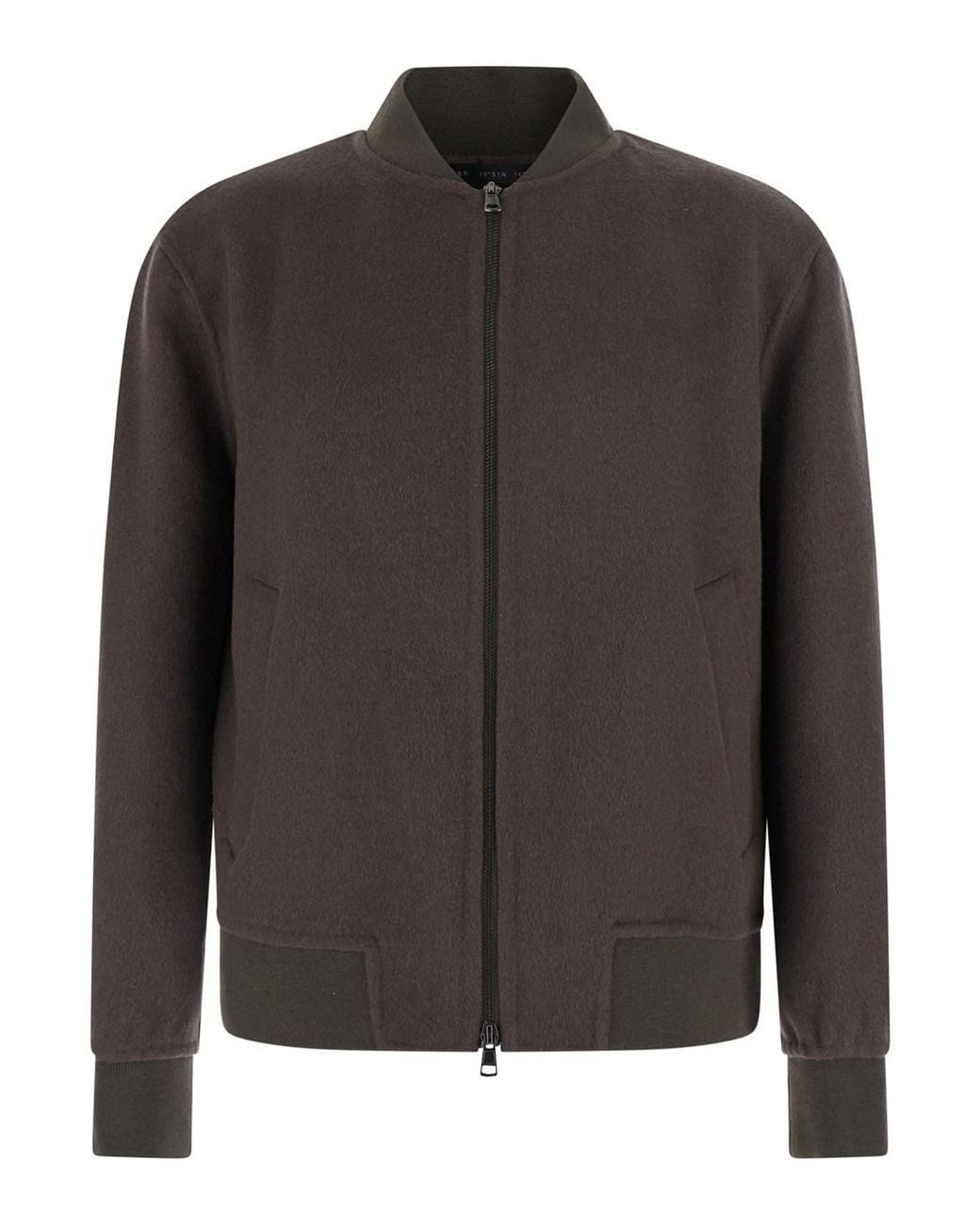 Low Brand Black Bomber With Shirt Collar And Front Closure And Pockets for men