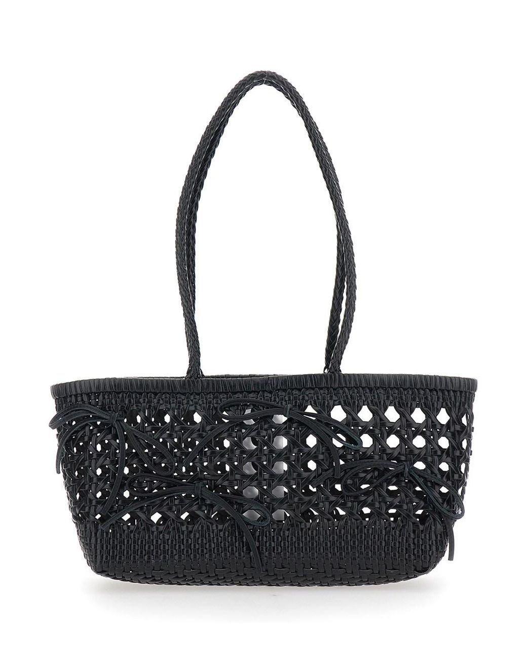 OSOI Black 'Biscuit' Shoulder Bag With Double Round Handles And Braide