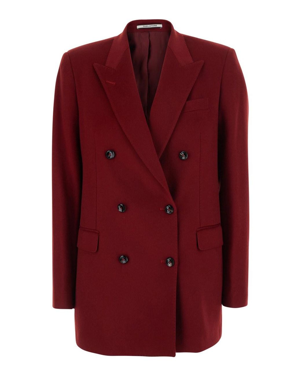 Tagliatore Red Cashmere Jacket With Essential Lines
