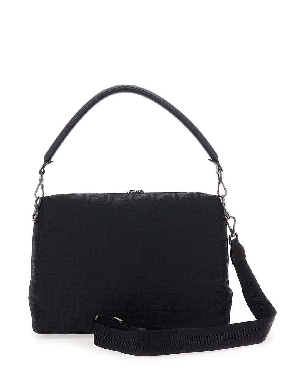 Fendi Black 'Lui Large' Shoulder Bag With All-Over Ff Motif for men