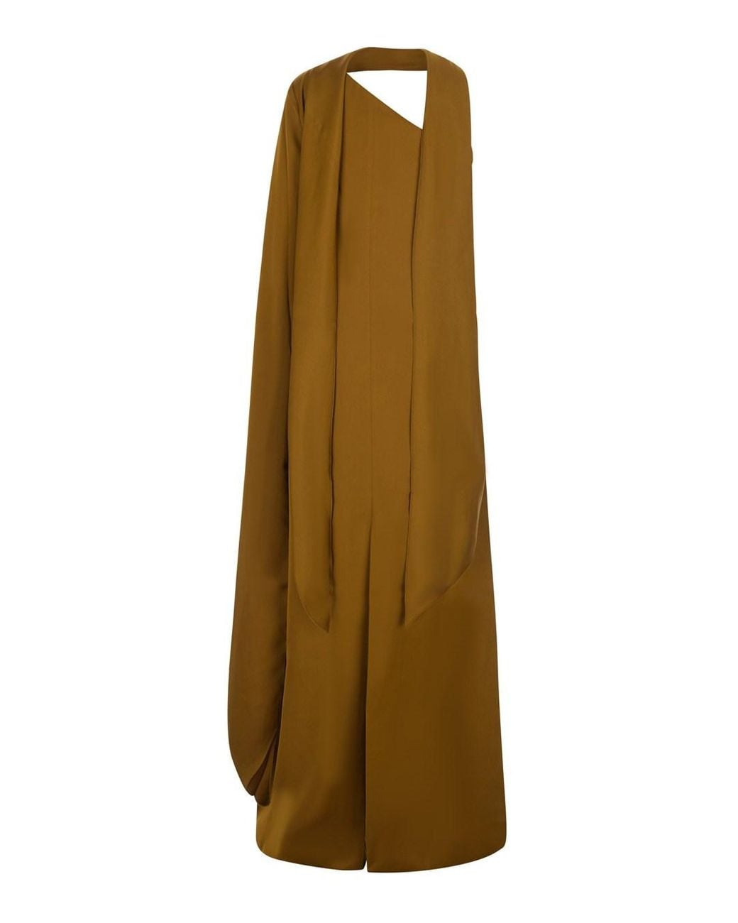 Solace London Natural 'Newman' Long Dress With Front Cut-Out And Back Dr