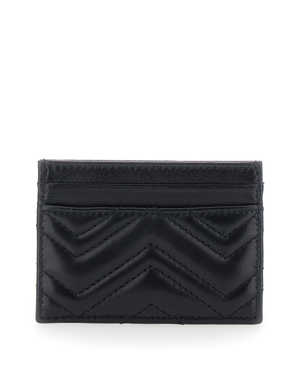 Gucci Black 'Gg Marmont' Card Holder With Quilted Design And Gg Logo I