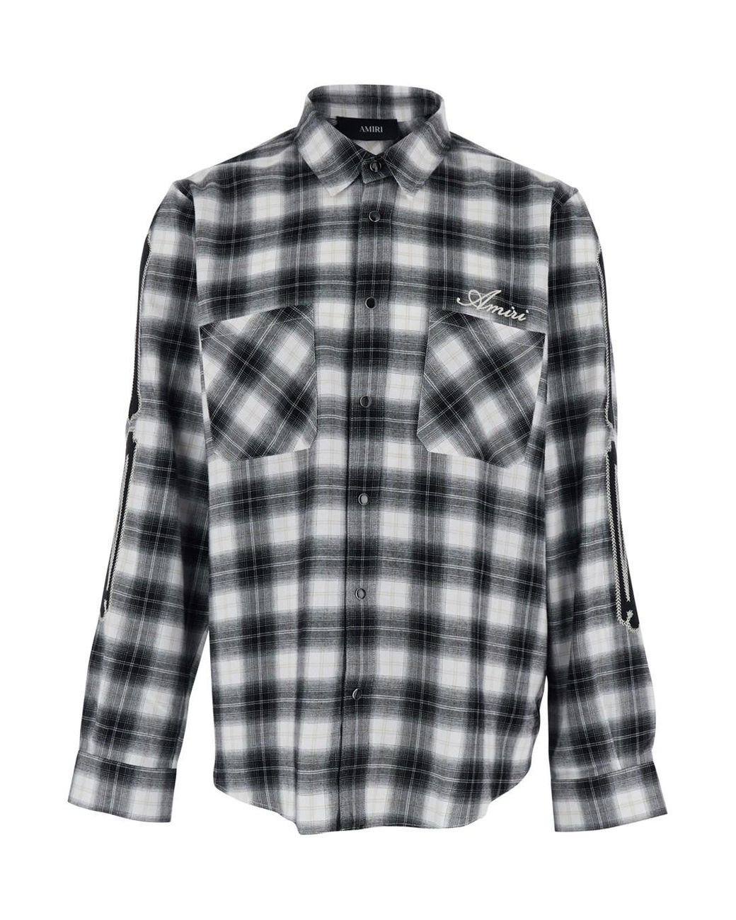 Amiri Gray Oversized Plaid Shirt for men
