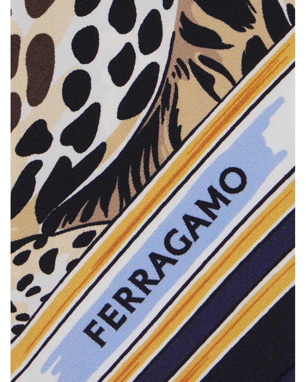 Ferragamo Blue Scarf Printed Silk