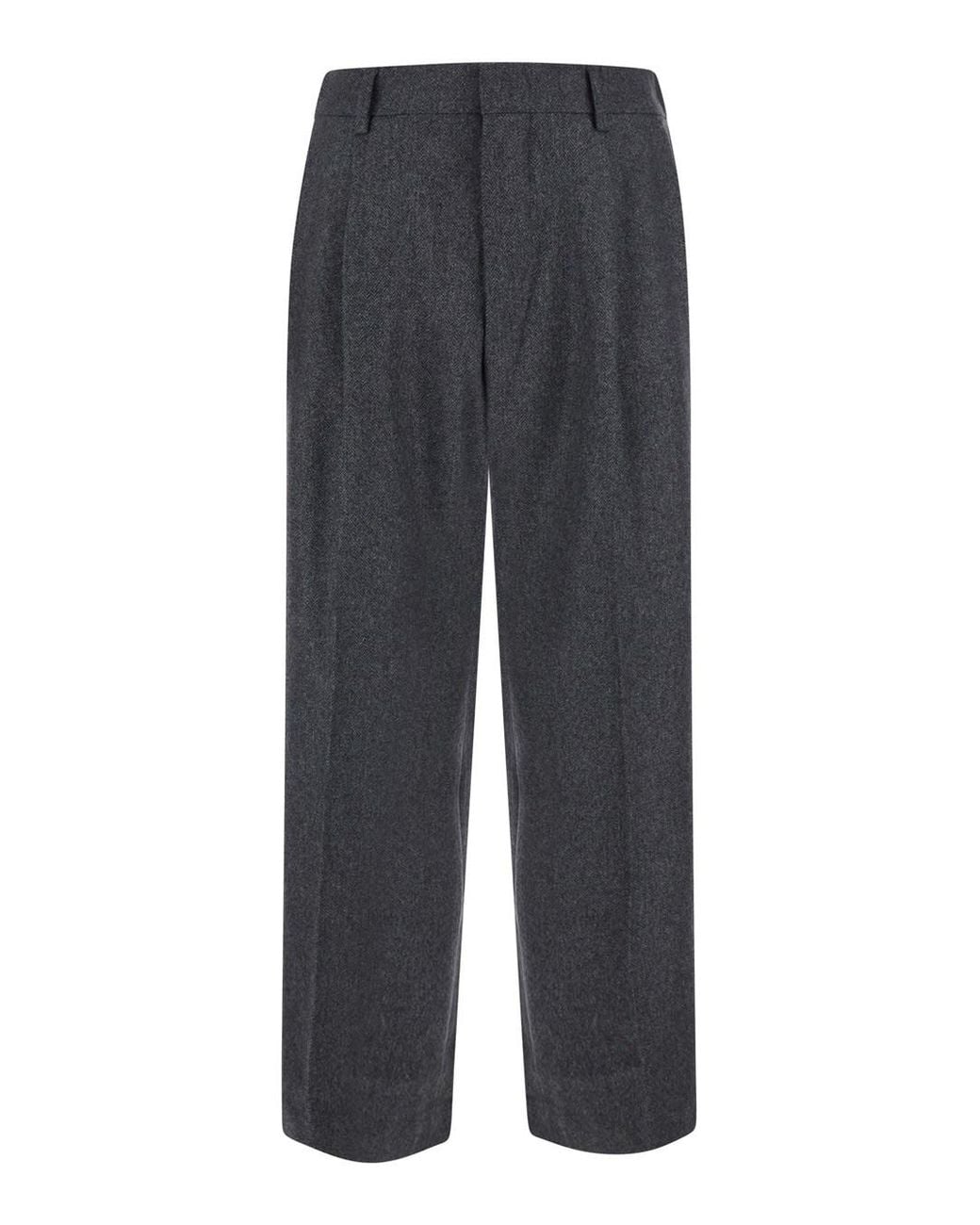 NN07 Gray Pleated Trousers With Wide Hem for men