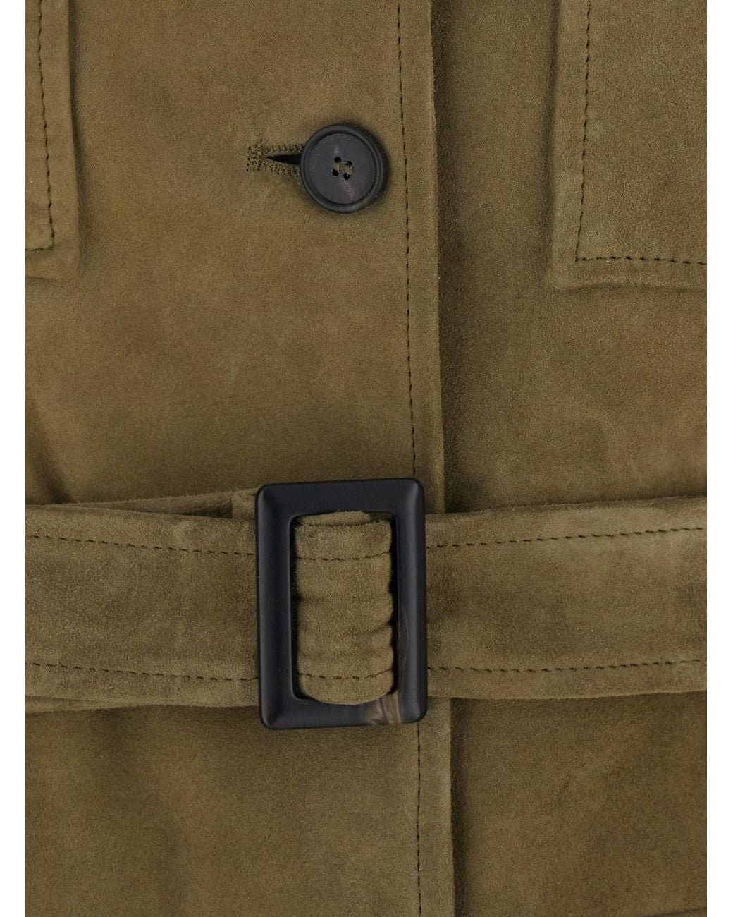 Giacca Monopetto Con Colletto Classico E Cintura di Tagliatore in Green