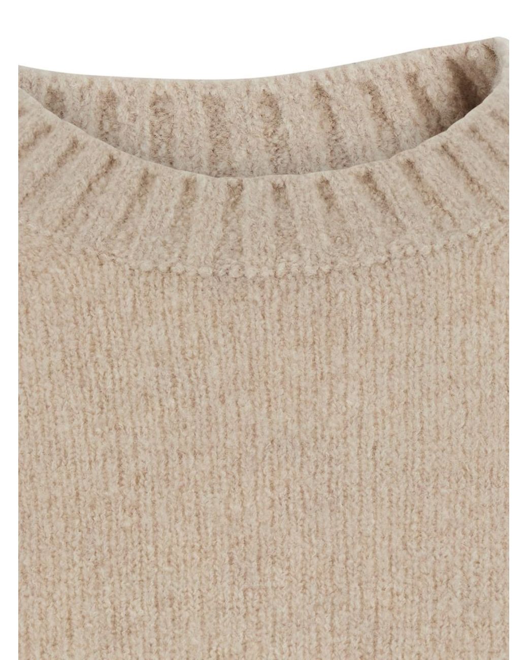 Kangra Natural Crewneck Sweater With Ribbed Details for men