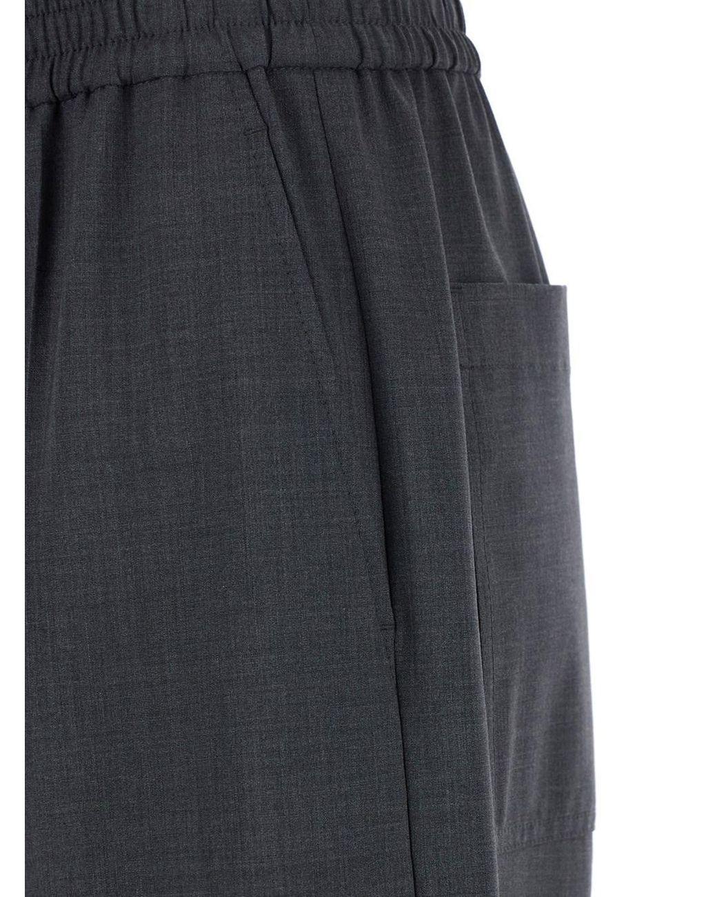 Brunello Cucinelli Blue Wool Wide-Leg Trousers