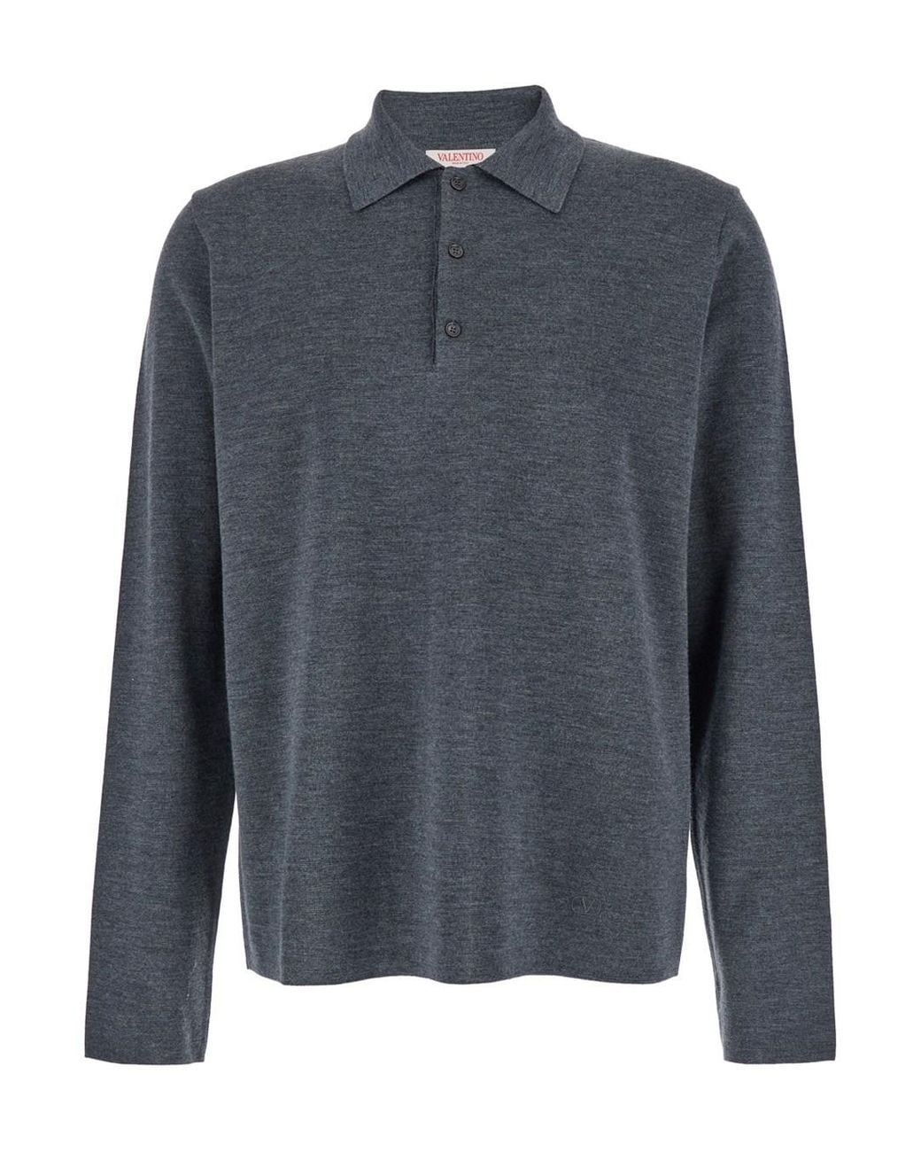 Valentino Blue Polo Shirt With Classic Collar And Long Sleeves for men