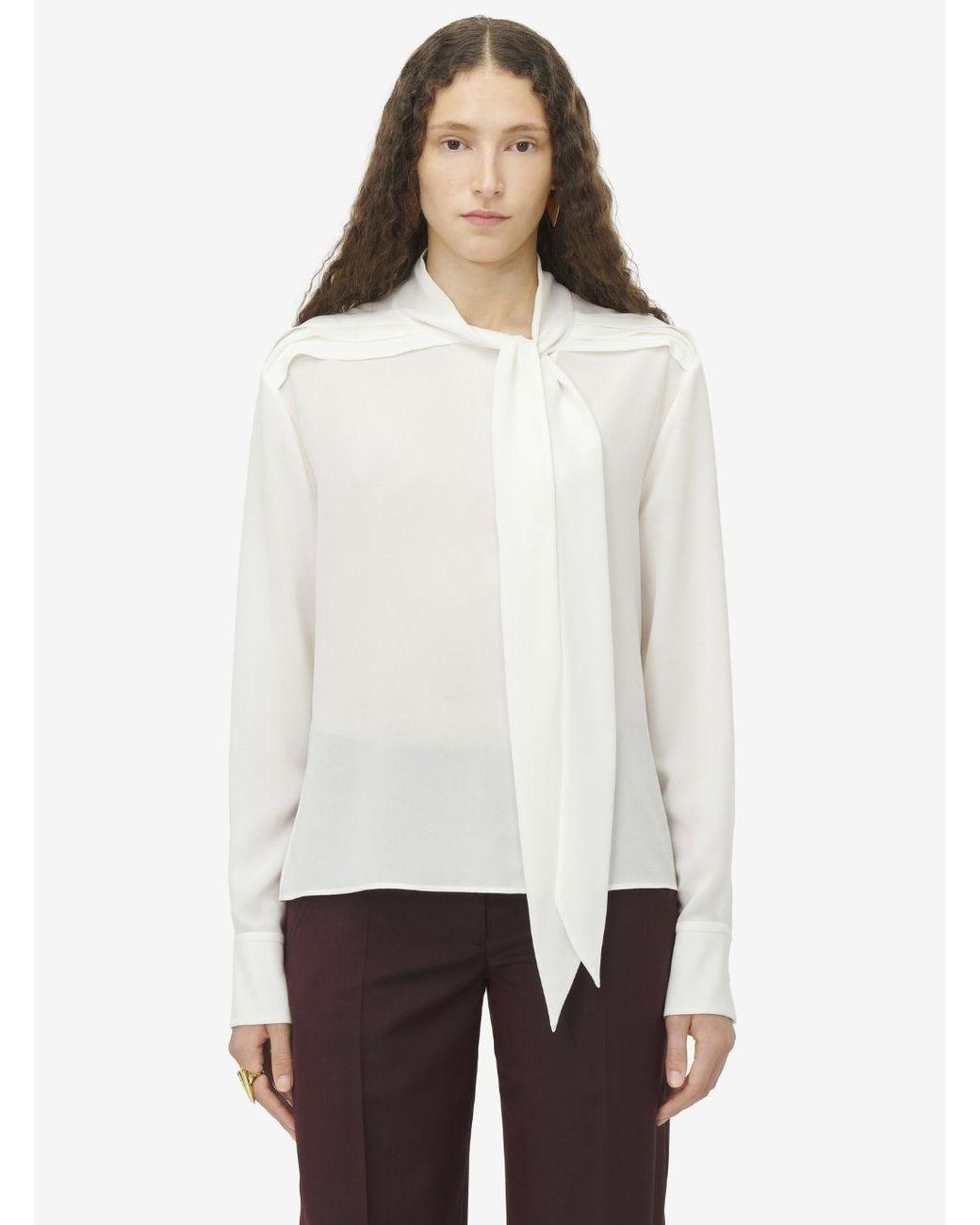 McQueen White Blouse With Scarf Detail On The Front