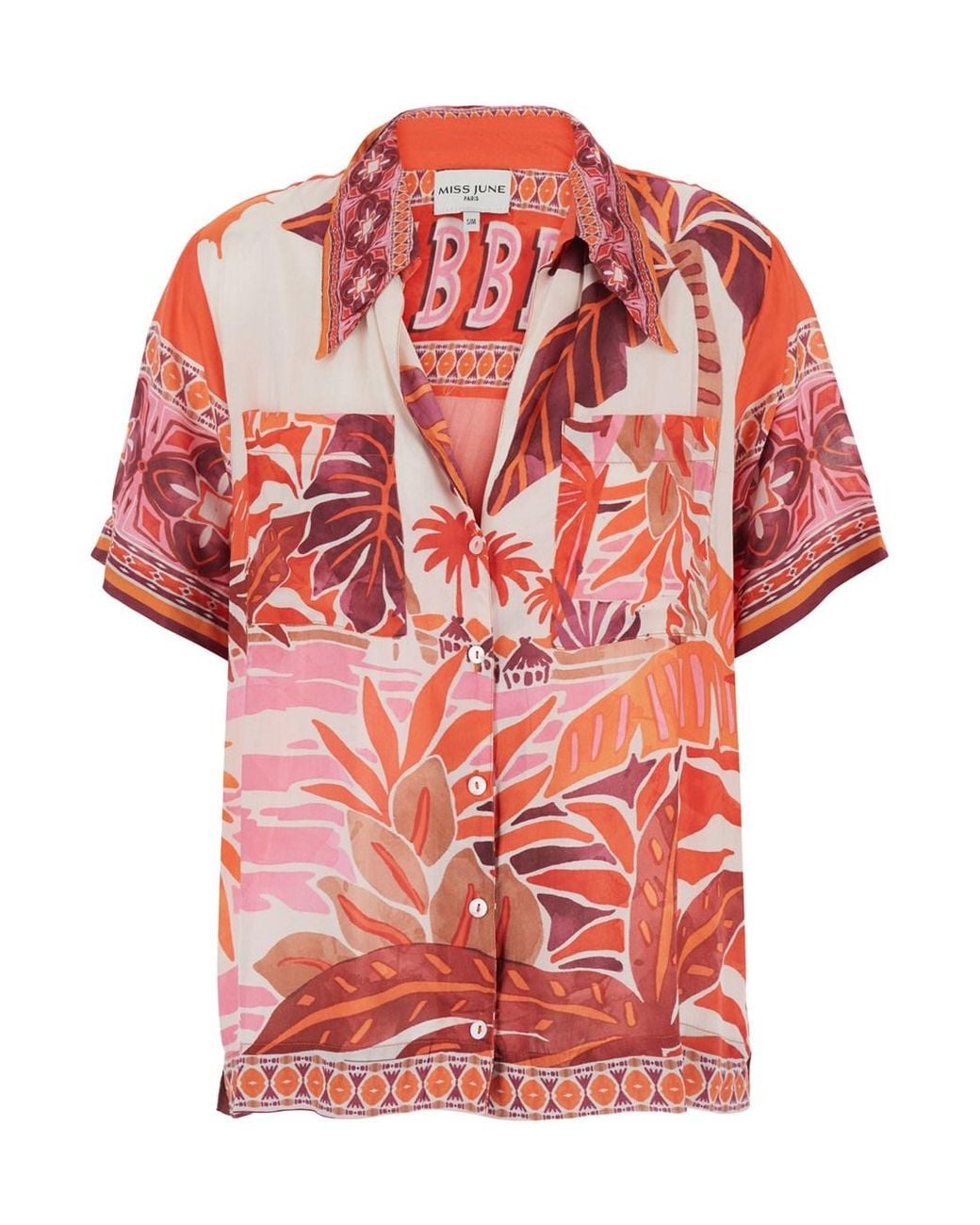 Miss June Red 'Reese' Shirt With Long Sleeves And Pointed Collar