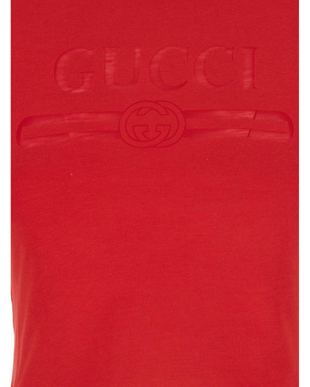 Gucci Red Cropped Cotton T-Shirt T-Shirts & Jerseys