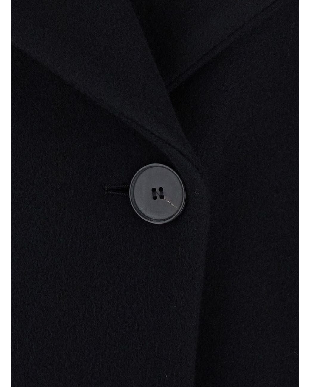 Tela Black 'Scott' Coat With Asymmetric Neckline And Dropped Shoulders