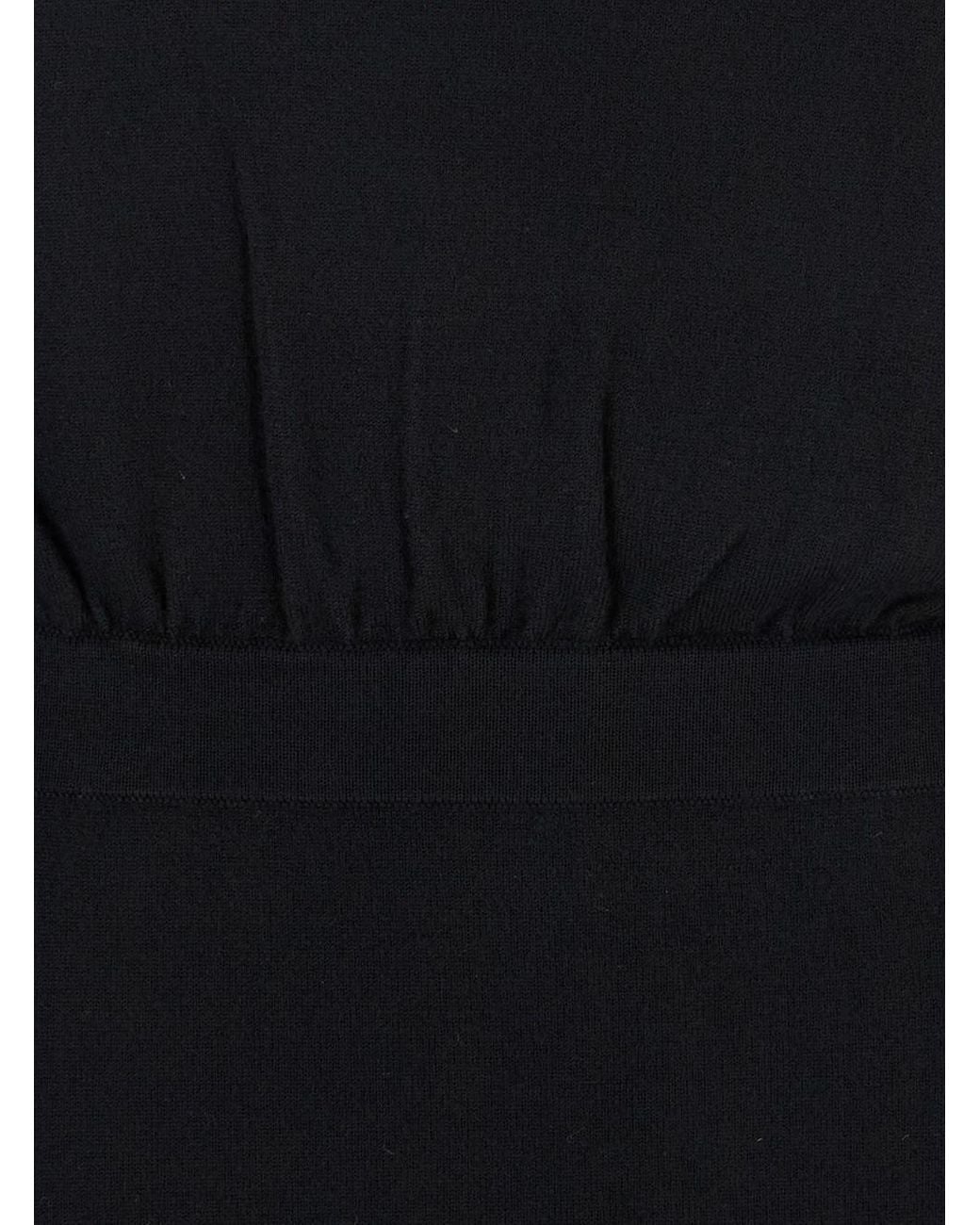 P.A.R.O.S.H. Black Round Neck Dress With Draped Waist