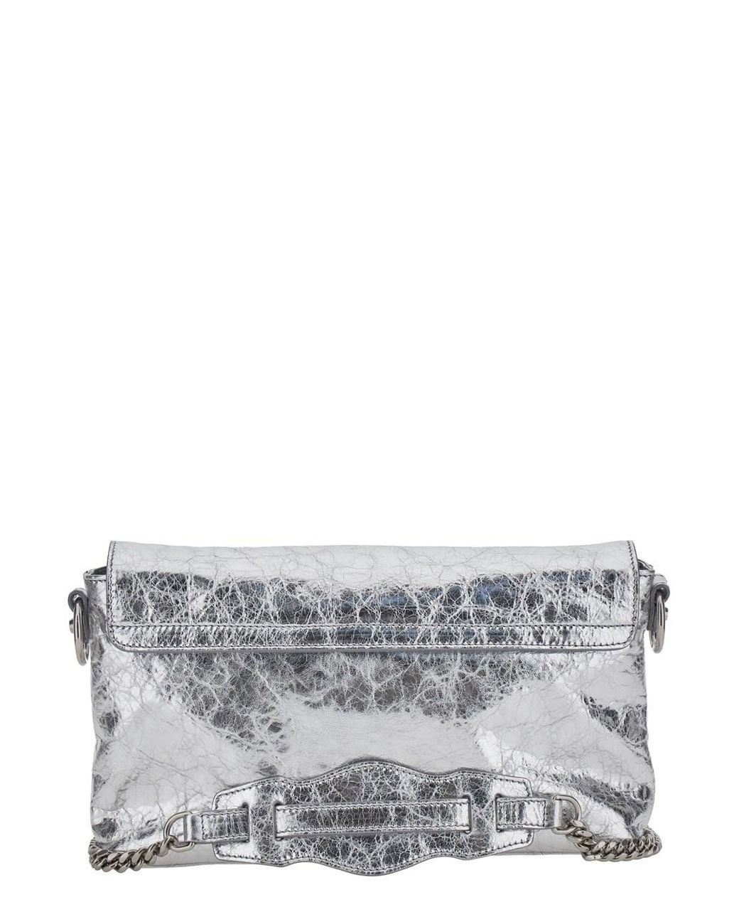 Balenciaga Gray 'Le City' Clutch With Chain Strap And A Zip Pocket