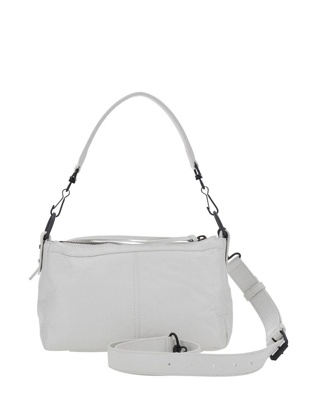 Balenciaga Gray 'Le City Moto' Mini Shoulder Bag With Adjustable And Removable Strap