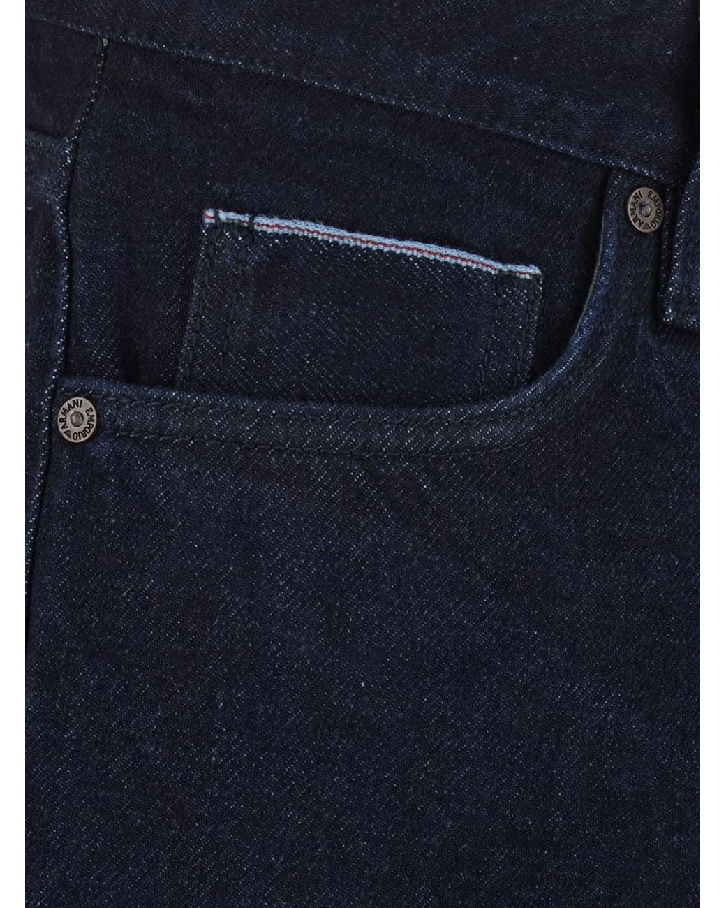 Emporio Armani Blue Denim Jeans With Back Logo Patch for men