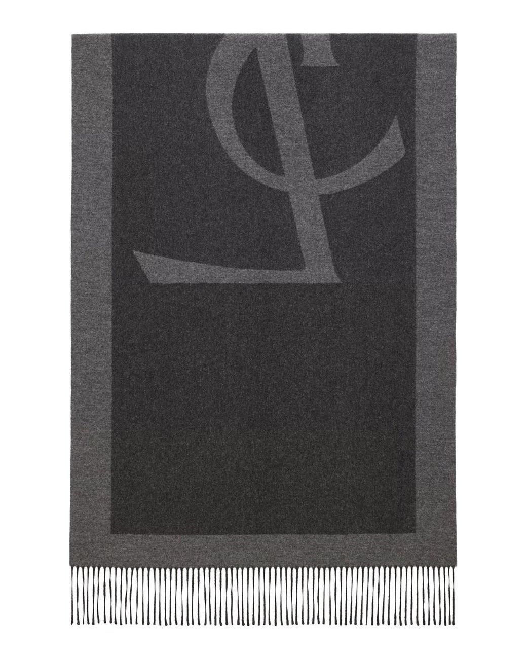 Saint Laurent Black Silk Scarf With Maxi Logo