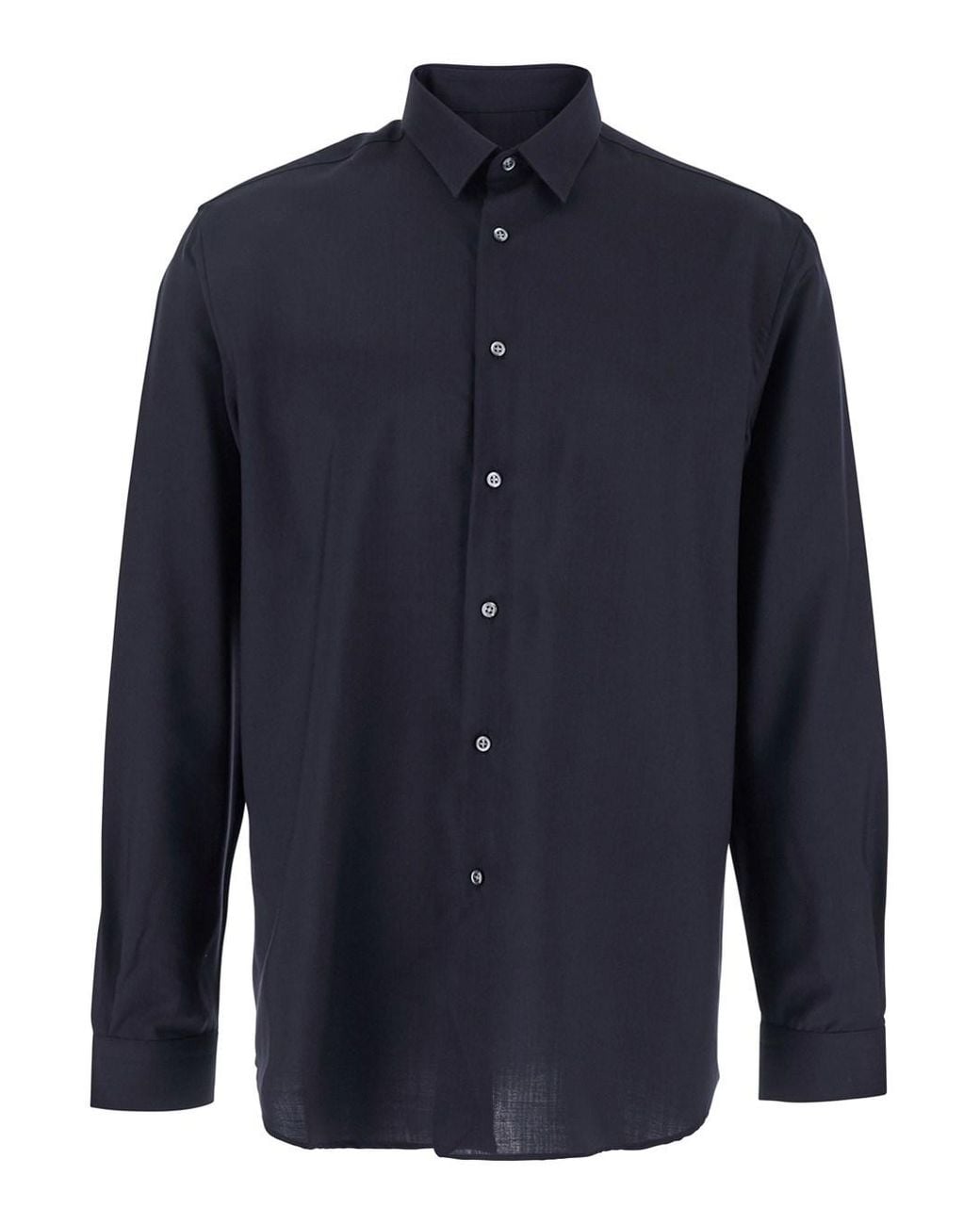Low Brand Blue Shirt With Classic Collar And Button Closure for men