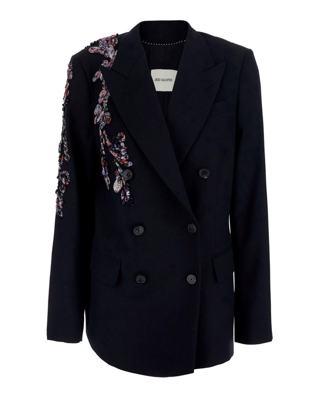 Dries Van Noten Blue 'Barrysta' Double-Breasted Jacket With Peak Rev