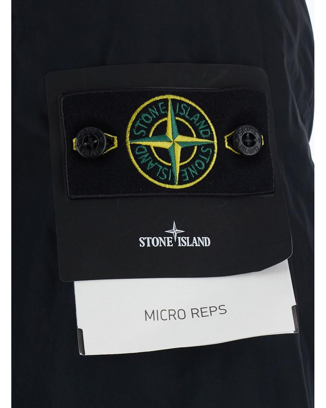 Stone Island Blue Jacket With Classic Collar And Logo Patch On The Sl for men