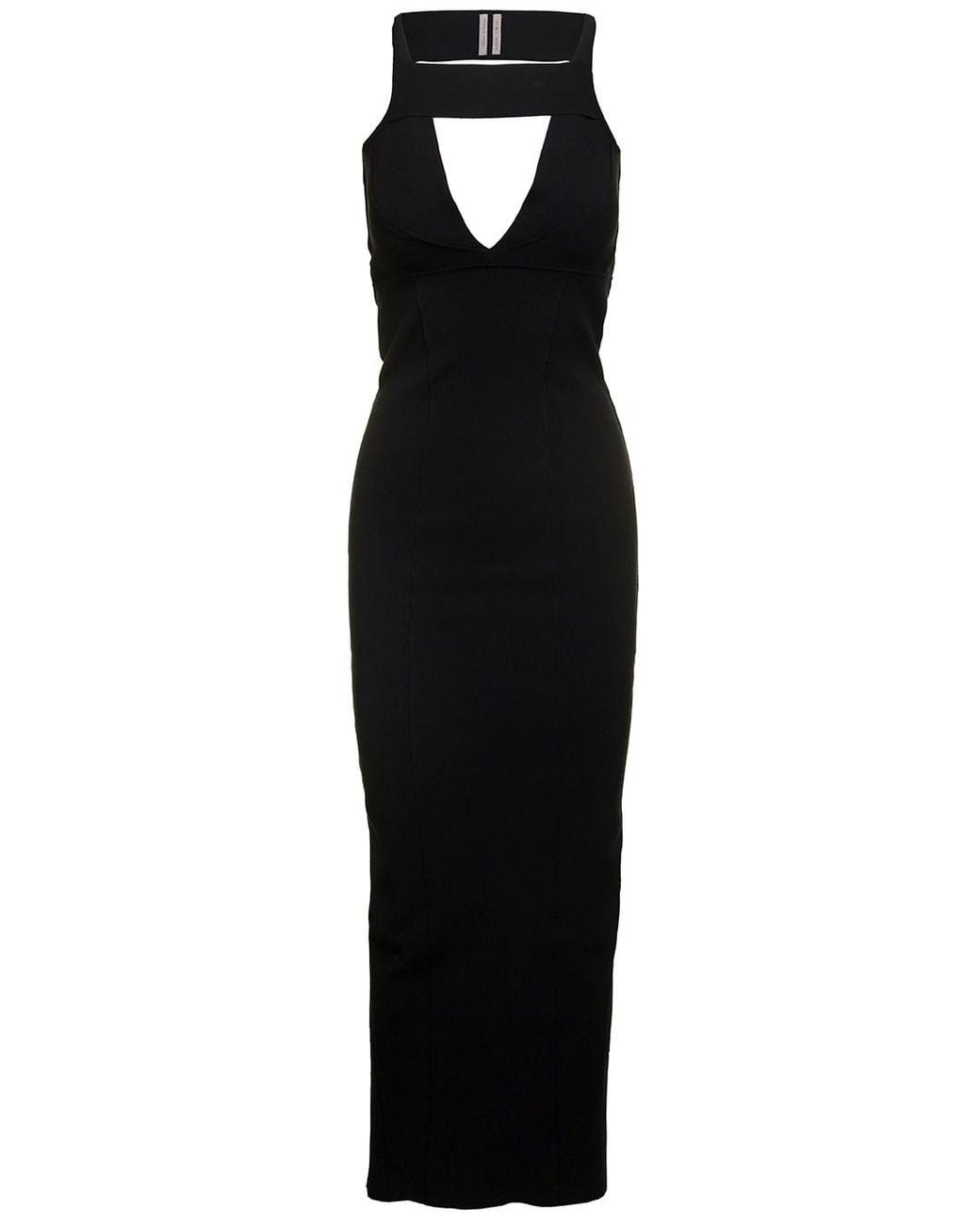 Rick Owens Black Maxi Dress With Cut-Out