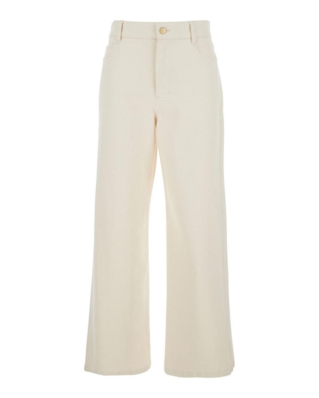 Max Mara White 'Zarina' Jeans With Belt Loops And Logo Patch On The