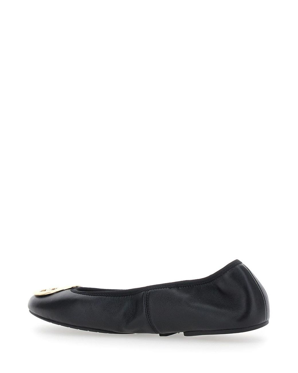 Tory Burch White Ballerinas With Logo Plaque On The Front