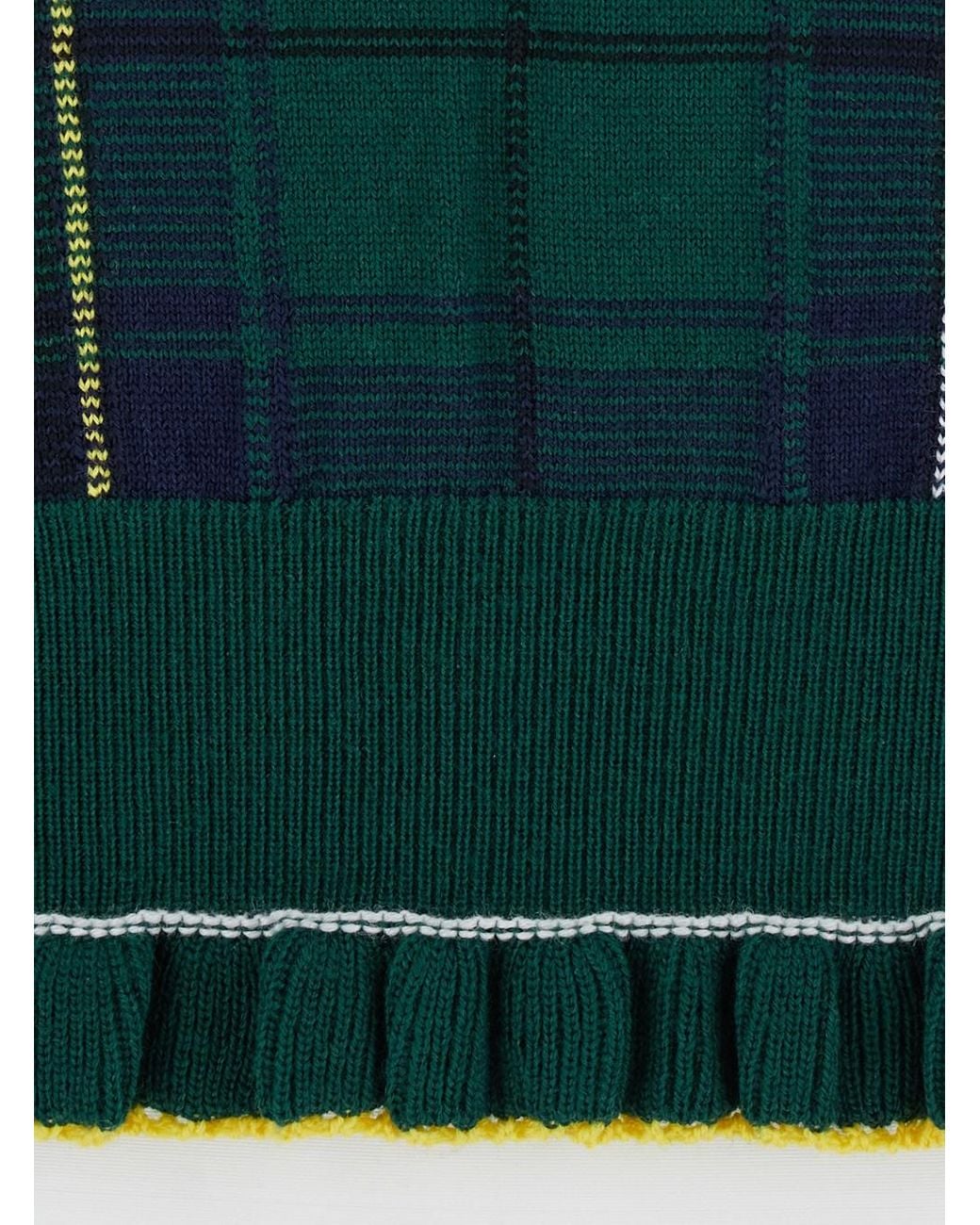 Maglione Girocollo Con Motivo Tartan E Bordo Sfrangi di McQueen in Green