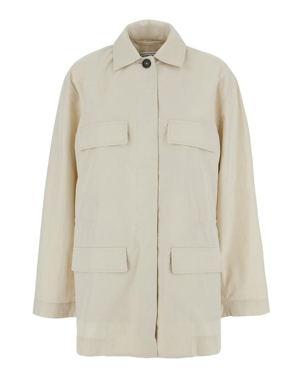 Totême White Collared Drawstring Jacket Organic Cotton
