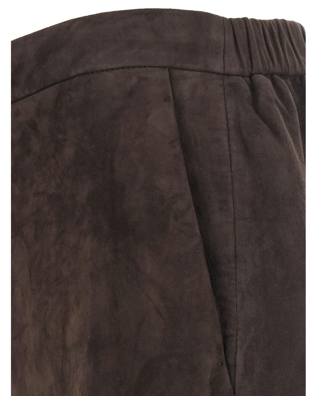 Max Mara Brown Lamb Suede Trousers