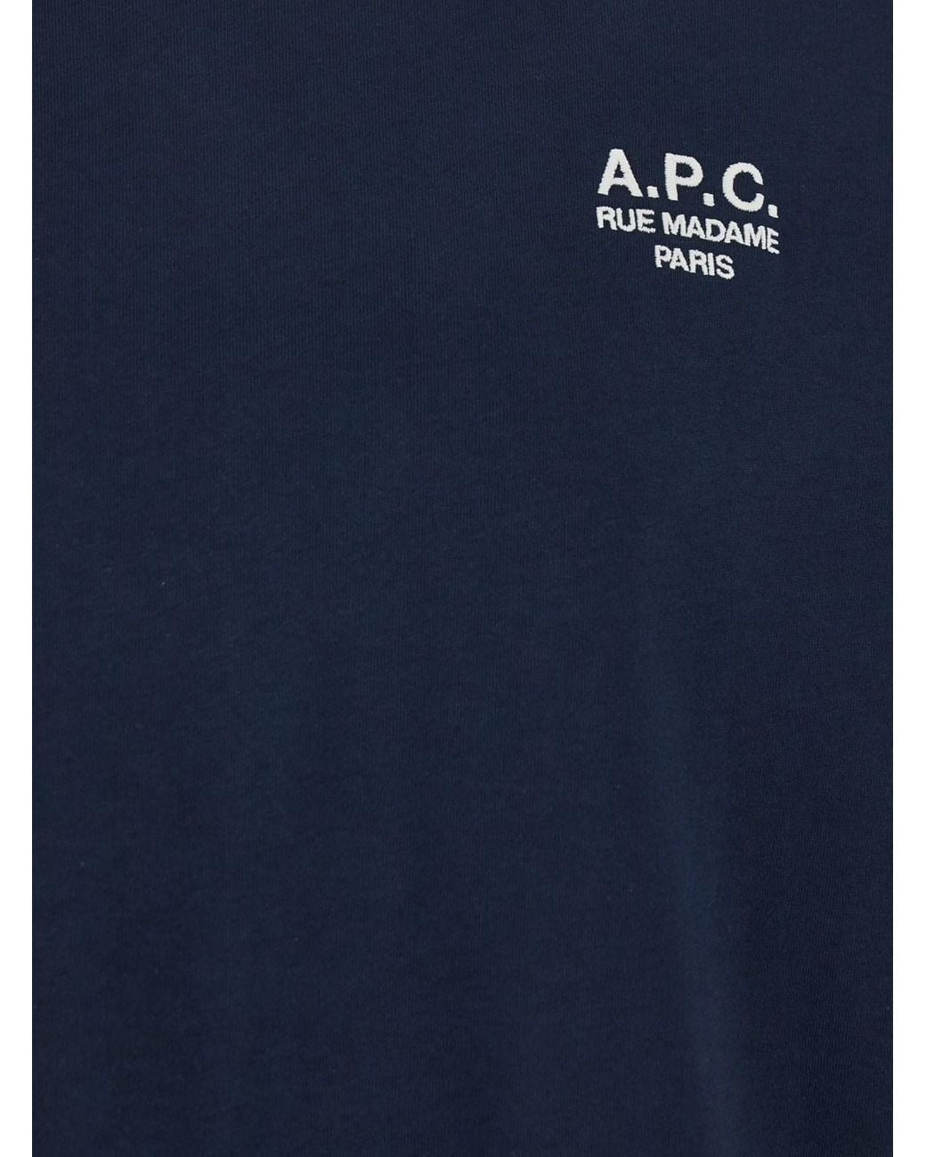 A.P.C. Blue Crewneck T-Shirt With Logo Embroidered On The Front for men