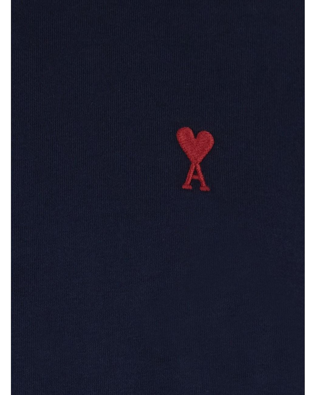 AMI Blue Long-Sleeved T-Shirt With Ami De Coeur Logo for men