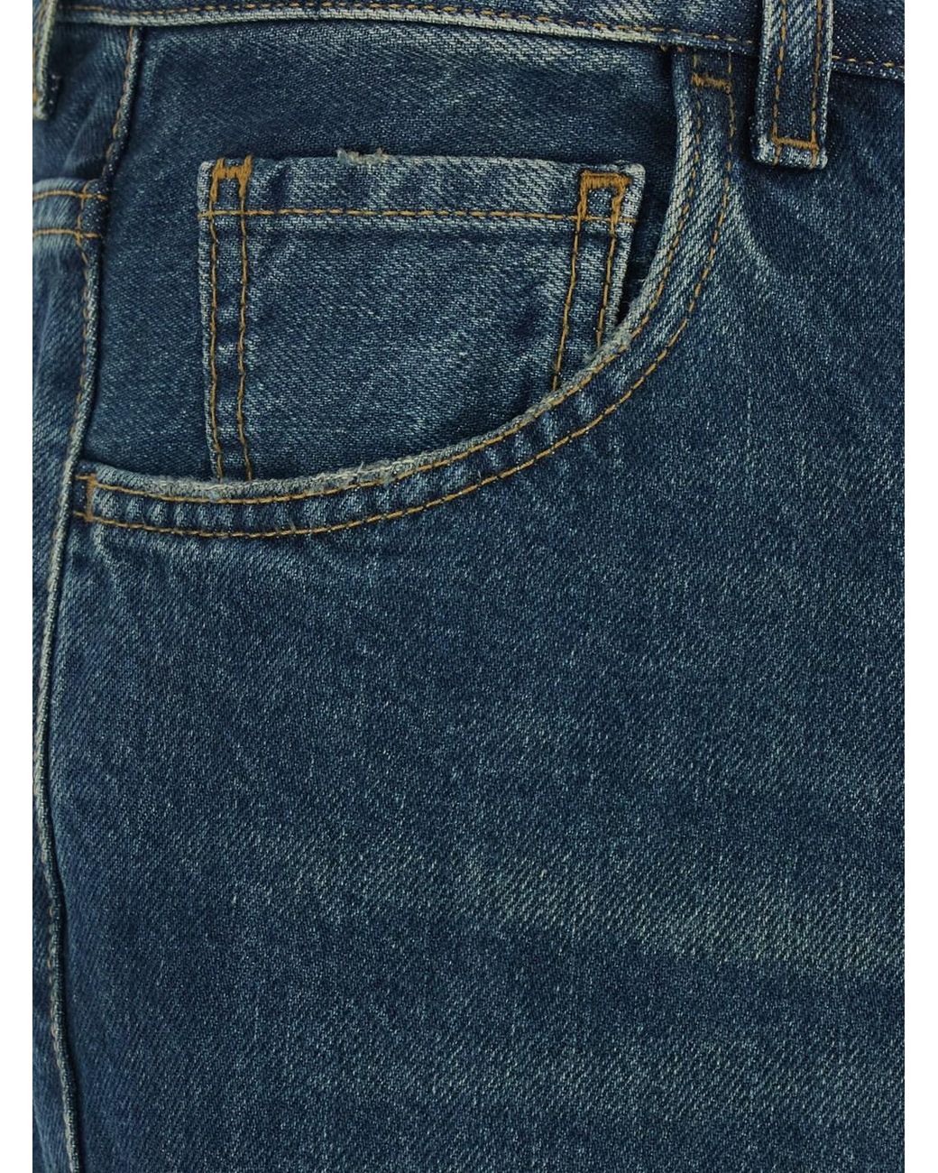 Haikure Blue Jeans With Logo Patch On The Back And Faded Effect
