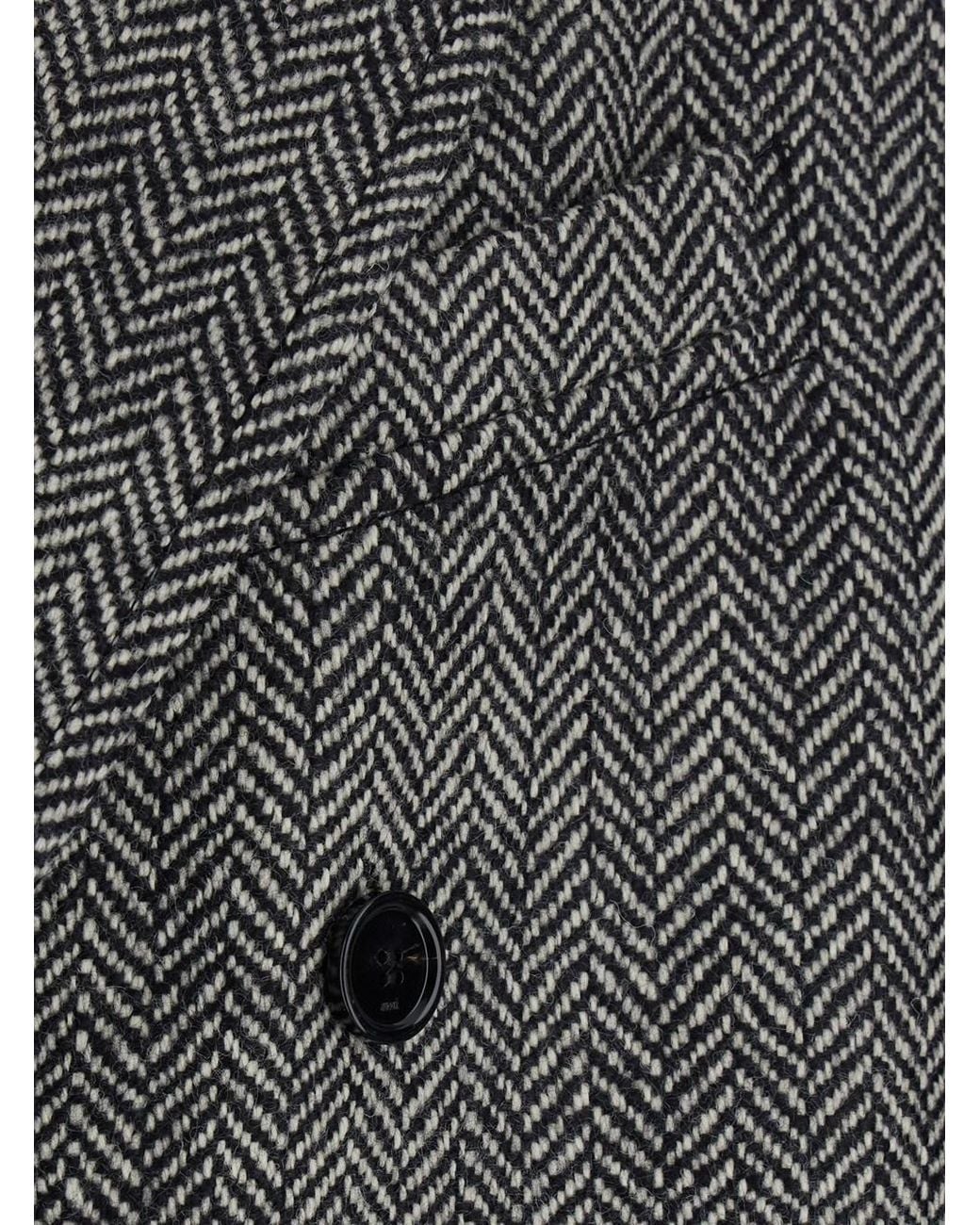 AMI Gray Long Double-Breasted Coat With Collar And Pockets for men