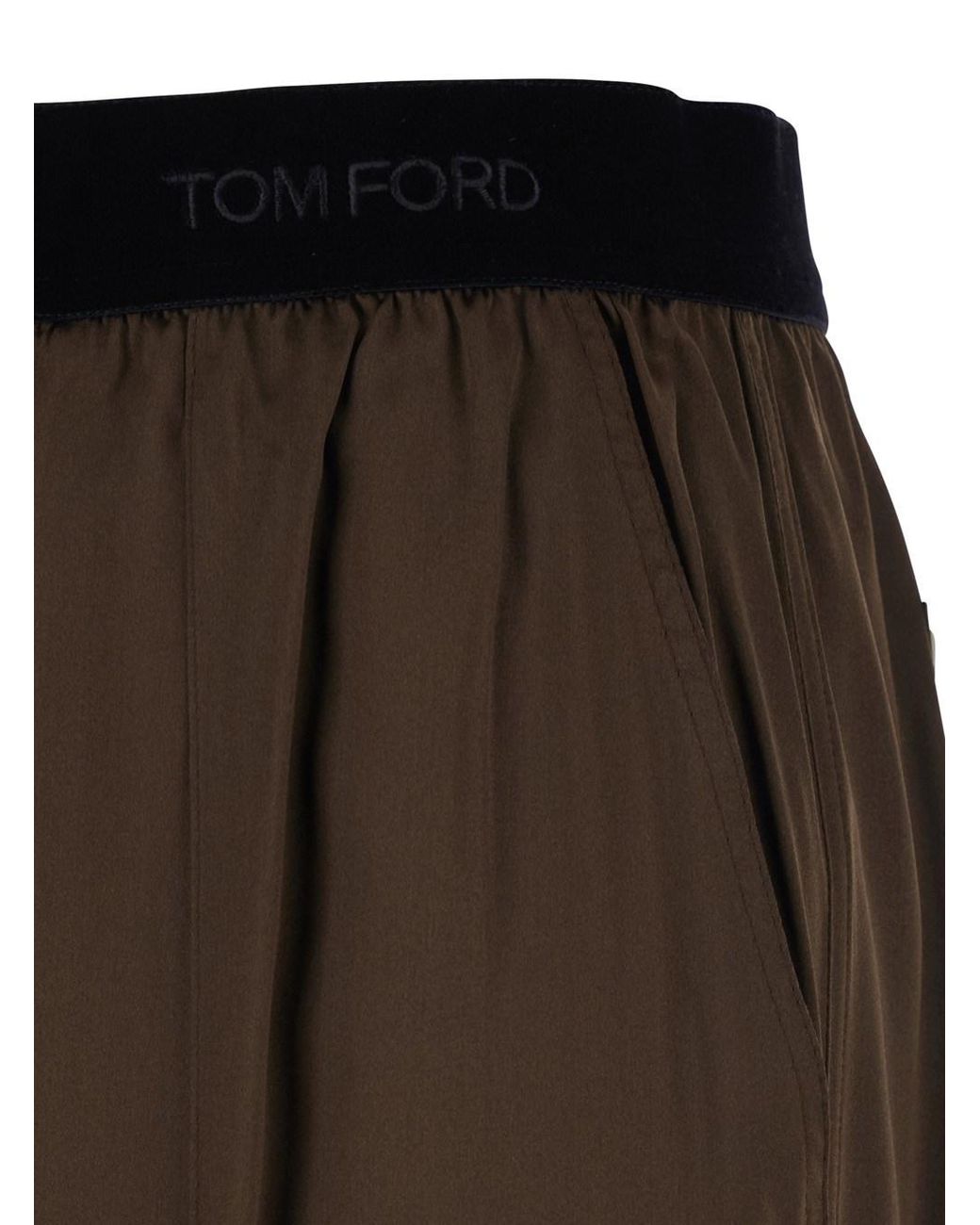 Tom Ford Brown Pants With Elastic Waist With Logo Lettering